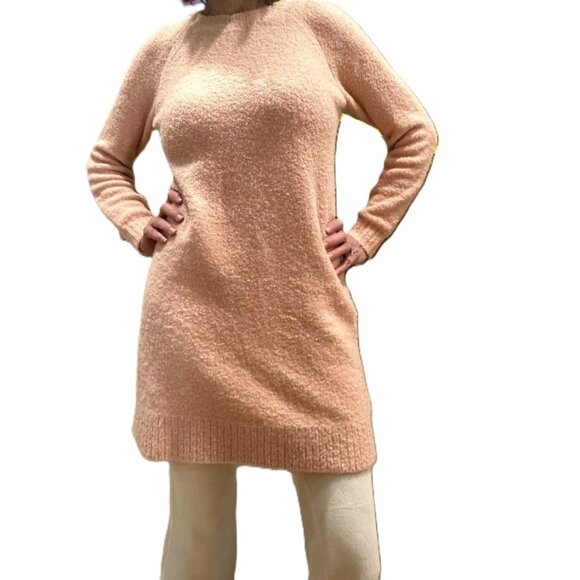Ann Taylor LOFT boucle sweater dress - pink size Small Cozy Soft - Picture 1 of 7